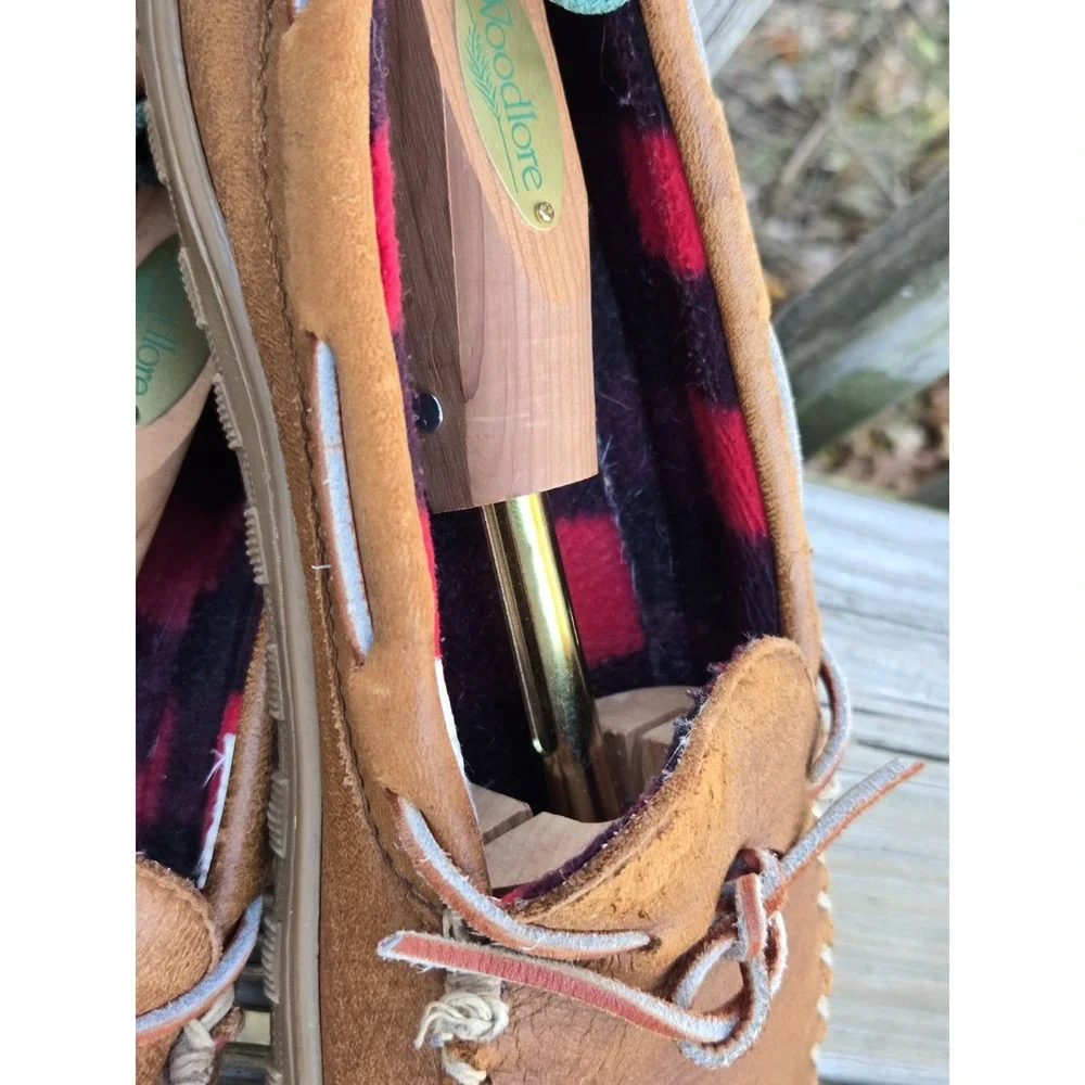 LL Bean Handsewn Flannel Lined Mocs Leather‎ Boat Shoes Loafers Men's Size 11